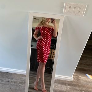 Red Polka Dot Off-Shoulder Dress